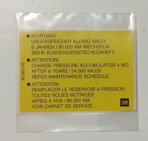 NEU Aufkleber Etikett Vorratsbehälter Verteilergetriebe Original Opel Vectra A