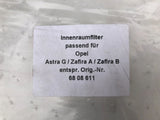 NEU Innenraumluftfilter Pollenfilter für Opel Astra G Zafira A B